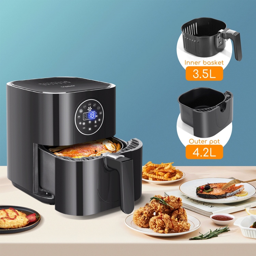 Aigostar - Friggitrice a d'aria 1500W/230V 3,5l nero