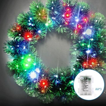 Aigostar - Ghirlanda natalizia da esterno LED RGBY, 72 LED, alimentazione 3xAA, diametro 50 cm, IP44