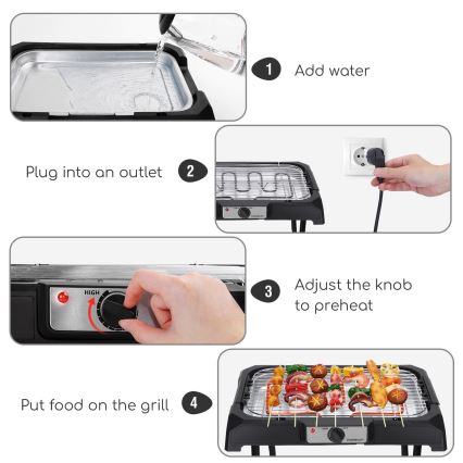 Aigostar - Grill elettrico con supporto 2000W/230V nero