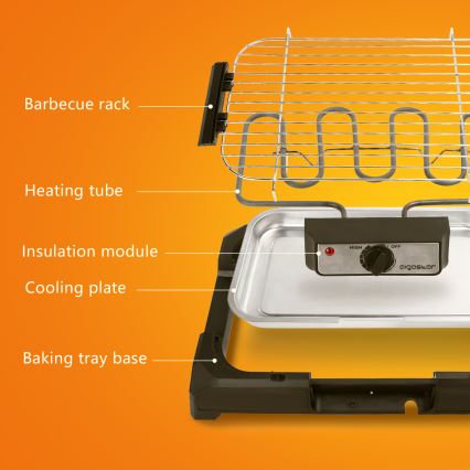 Aigostar - Grill elettrico da tavolo 2000 W/230 V