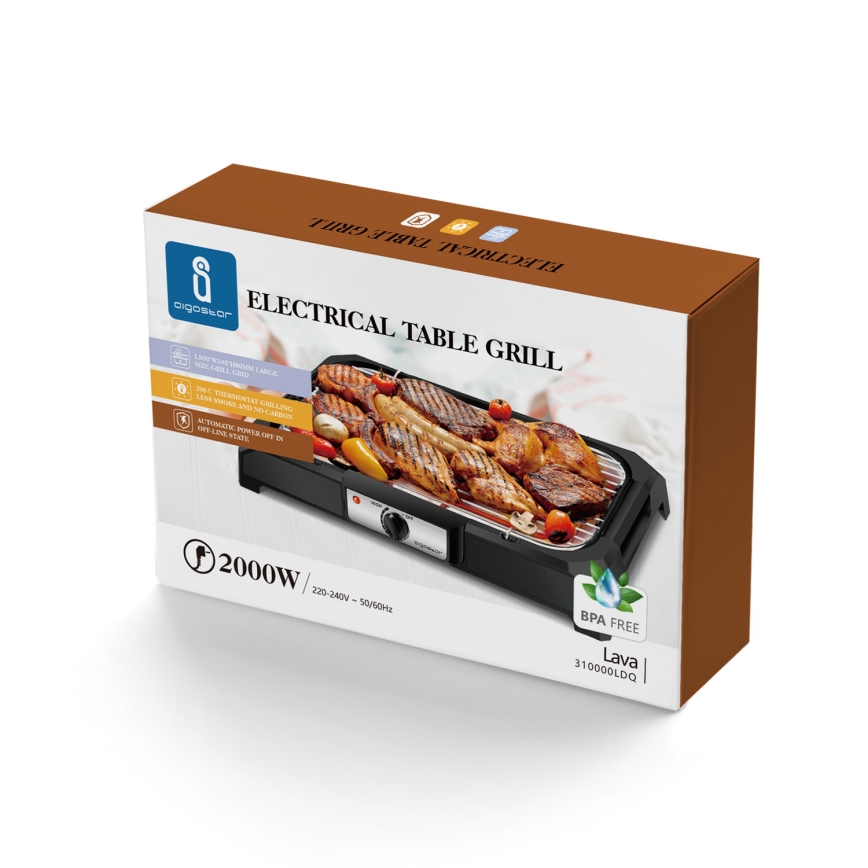 Aigostar - Grill elettrico da tavolo 2000 W/230 V