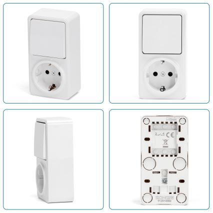 Aigostar - Interruttore domestico 1P con presa 1x10A/250V SCHUKO