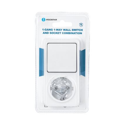 Aigostar - Interruttore domestico 1P con presa 1x10A/250V SCHUKO