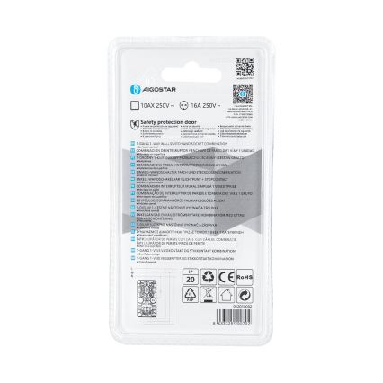 Aigostar - Interruttore domestico 1P con presa 1x10A/250V SCHUKO