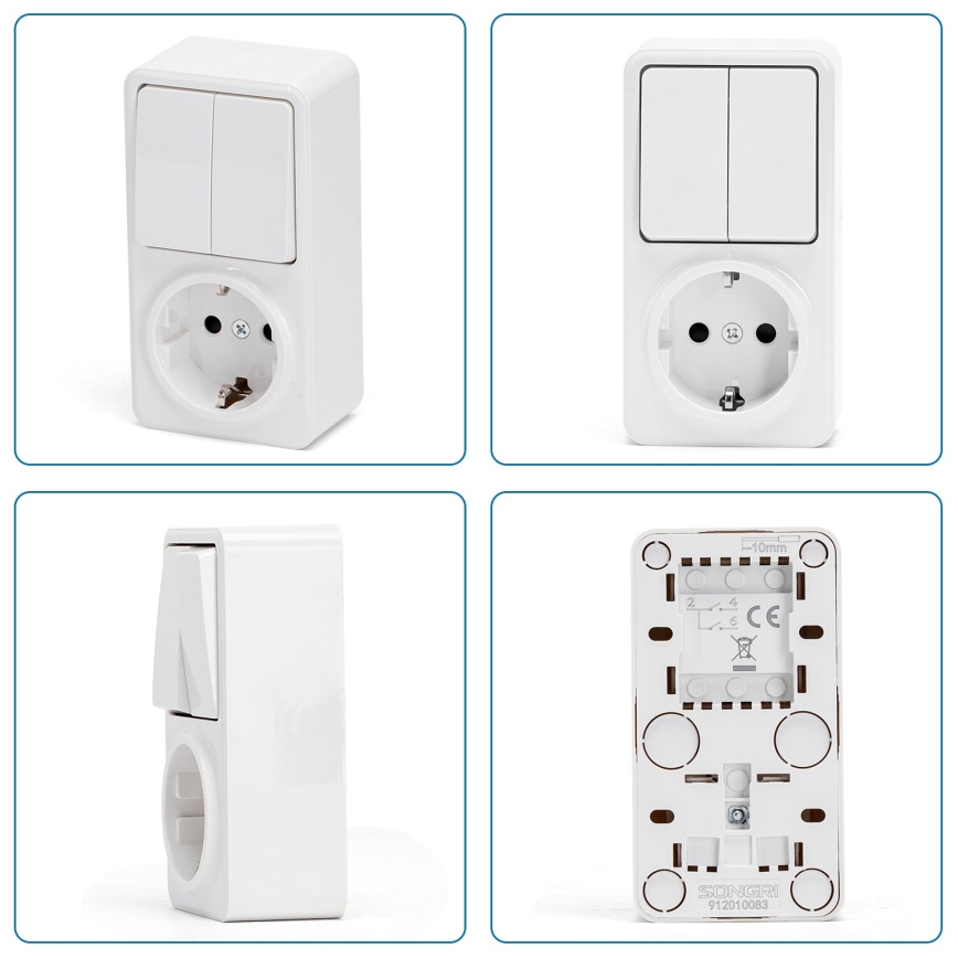 Aigostar - Interruttore 2P con presa 1x10A/250V