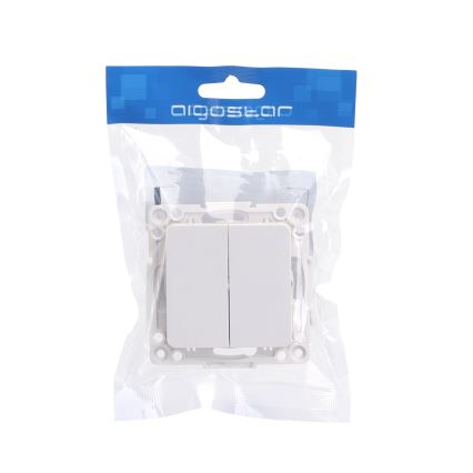 Aigostar - Interruttore deviatore doppio per scale senza cornice n. 6 bianco