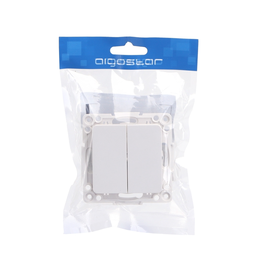 Aigostar - Interruttore deviatore doppio per scale senza cornice n. 6 bianco