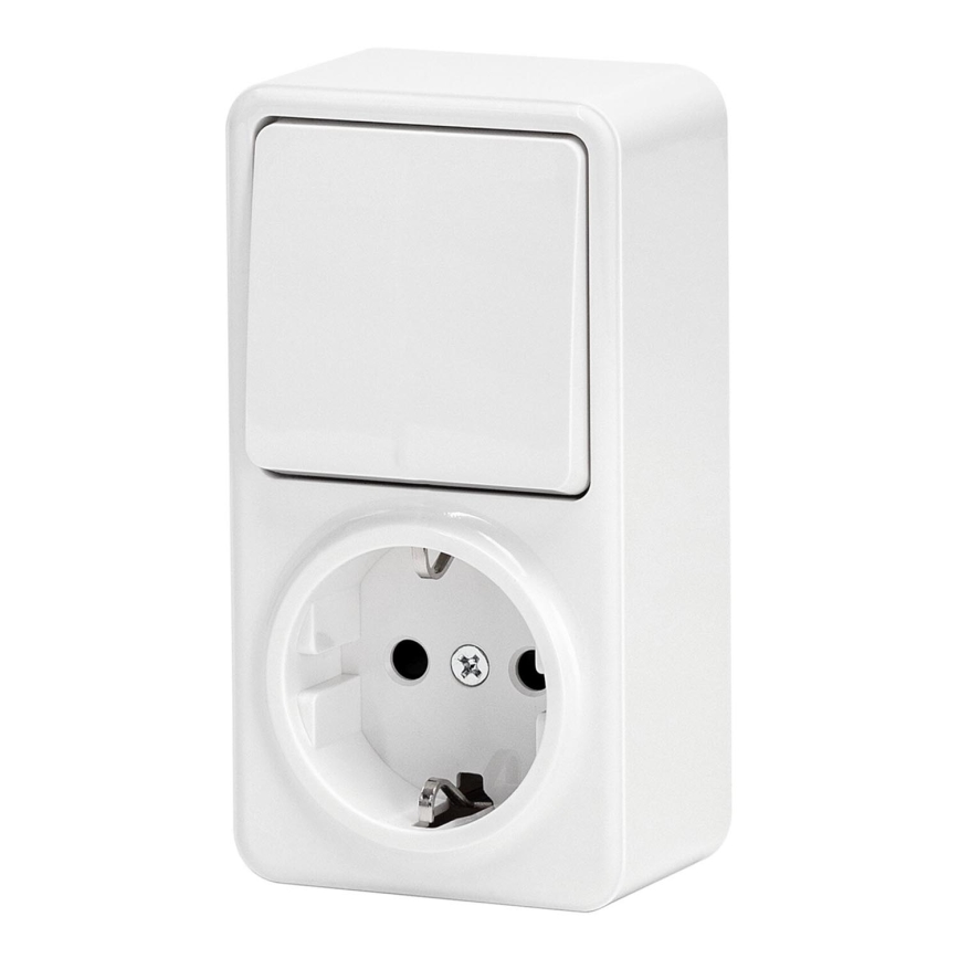 Aigostar - Interruttore domestico 1P con presa 1x10A/250V SCHUKO
