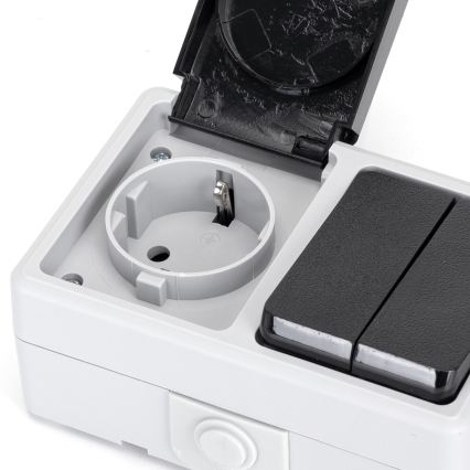 Aigostar - Interruttore domestico per corrente alternata con presa 250V/16A IP54