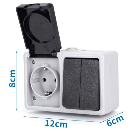 Aigostar - Interruttore domestico per corrente alternata con presa 250V/16A IP54