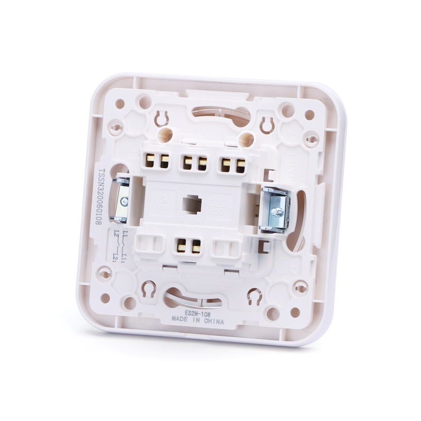 Aigostar - Interruttore doppio con placca n. 6, bianco