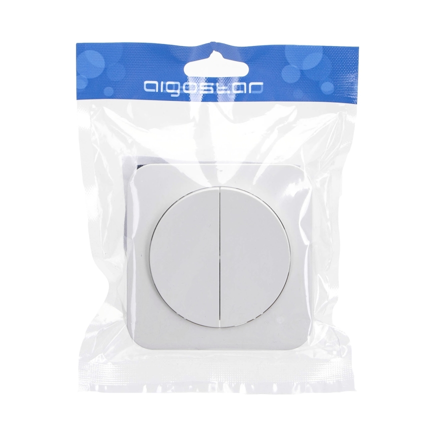 Aigostar - Interruttore doppio con placca n. 6, bianco