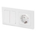 Aigostar - Interruttore doppio n. 1 e presa SCHUKO 250V con cornice bianca