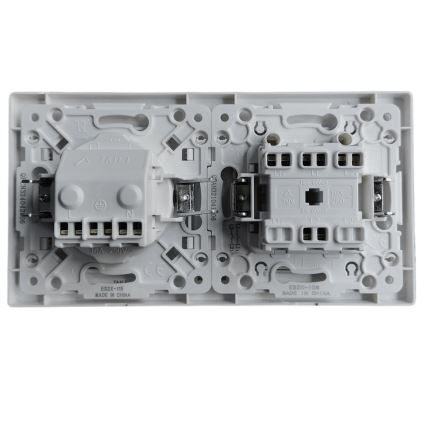 Aigostar - Interruttore doppio n. 1 e presa SCHUKO 250V con cornice bianca