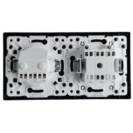 Aigostar - Interruttore doppio n. 5 e presa SCHUKO 230V con cornice nera