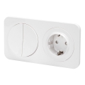 Aigostar - Interruttore doppio n. 5 e presa SCHUKO 230V con placca bianca
