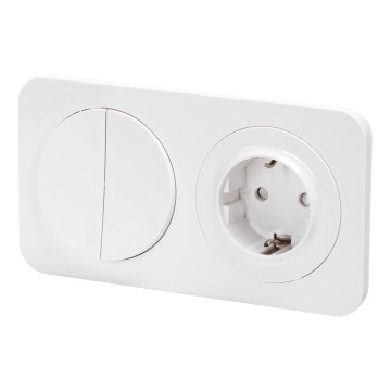 Aigostar - Interruttore doppio n. 5 e presa SCHUKO 230V con placca bianca