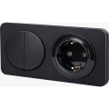 Aigostar - Interruttore doppio n. 5 e presa SCHUKO 230V con placca nera