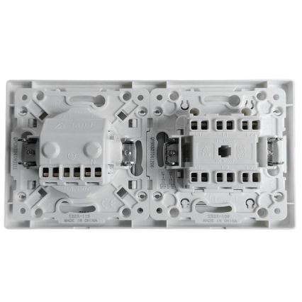 Aigostar - Interruttore doppio n. 6 + 6 e presa SCHUKO 250V con cornice bianca