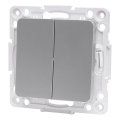 Aigostar - Interruttore doppio senza cornice n. 1, argento
