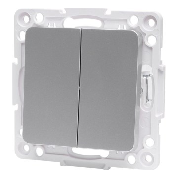 Aigostar - Interruttore doppio senza cornice n. 1, argento