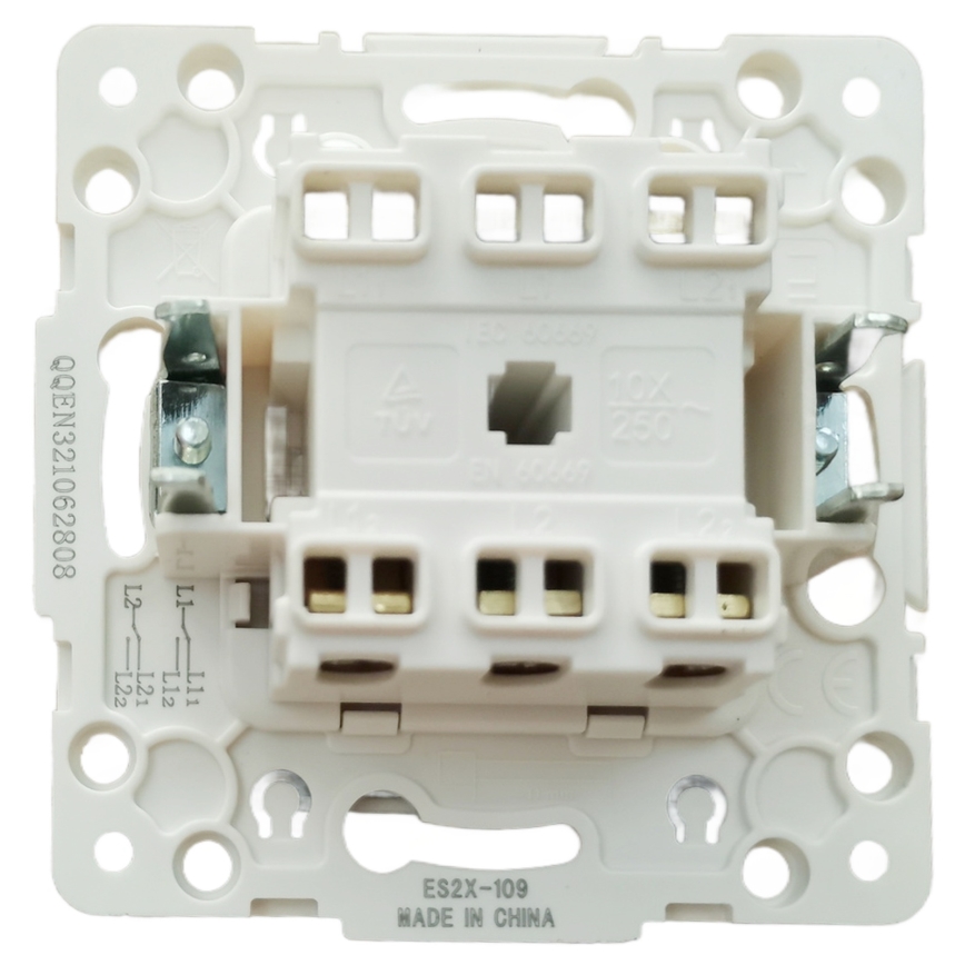Aigostar - Interruttore doppio senza cornice n. 1, argento