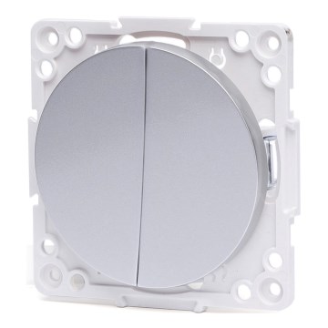 Aigostar - Interruttore doppio senza cornice n. 5 argento