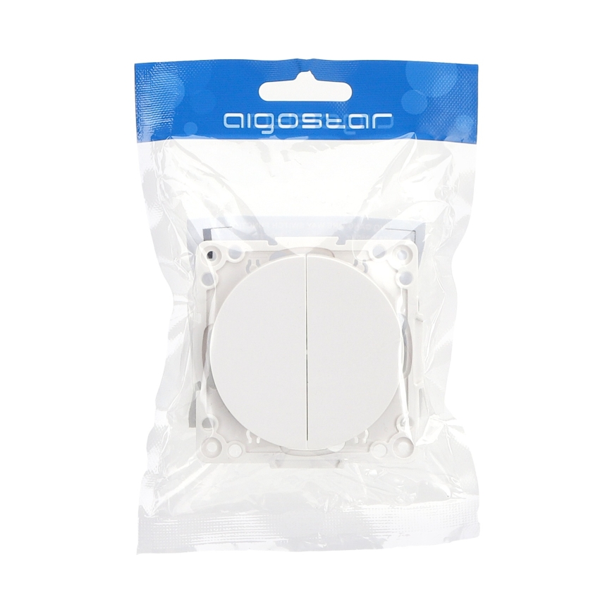 Aigostar - Interruttore doppio senza cornice n. 5 bianco