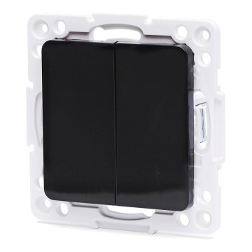 Aigostar - Interruttore doppio senza cornice n. 5 nero