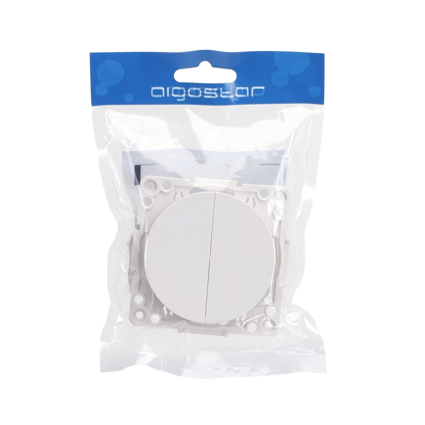 Aigostar - Interruttore doppio senza cornice n. 6+6 bianco
