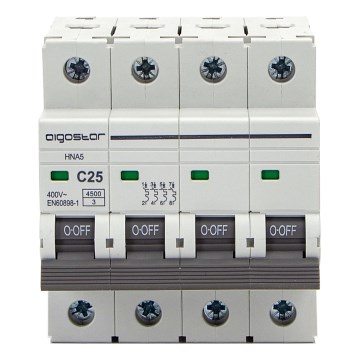 Aigostar - Interruttore magnetotermico 4 poli 4P-25A-C 400V