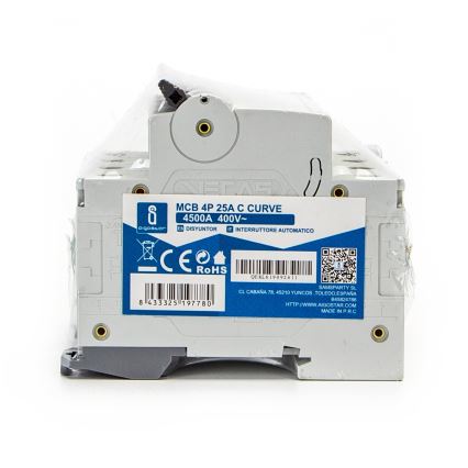 Aigostar - Interruttore magnetotermico 4 poli 4P-25A-C 400V