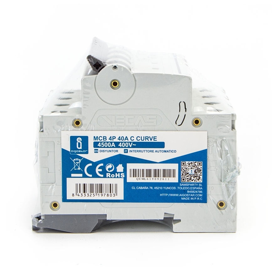 Aigostar - Interruttore magnetotermico 4 poli 4P-40A-C 400V