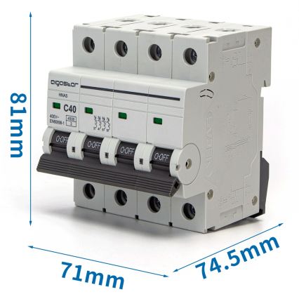 Aigostar - Interruttore magnetotermico 4 poli 4P-40A-C 400V