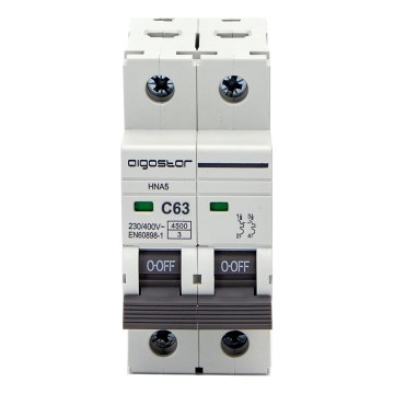 Aigostar - Interruttore magnetotermico bipolare 2P-63A-C 230-400V