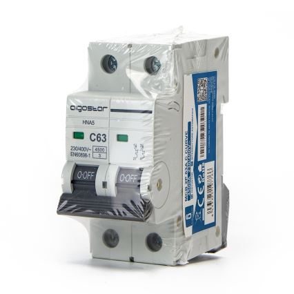Aigostar - Interruttore magnetotermico bipolare a 2 fasi 2P-50A-C 230-400V