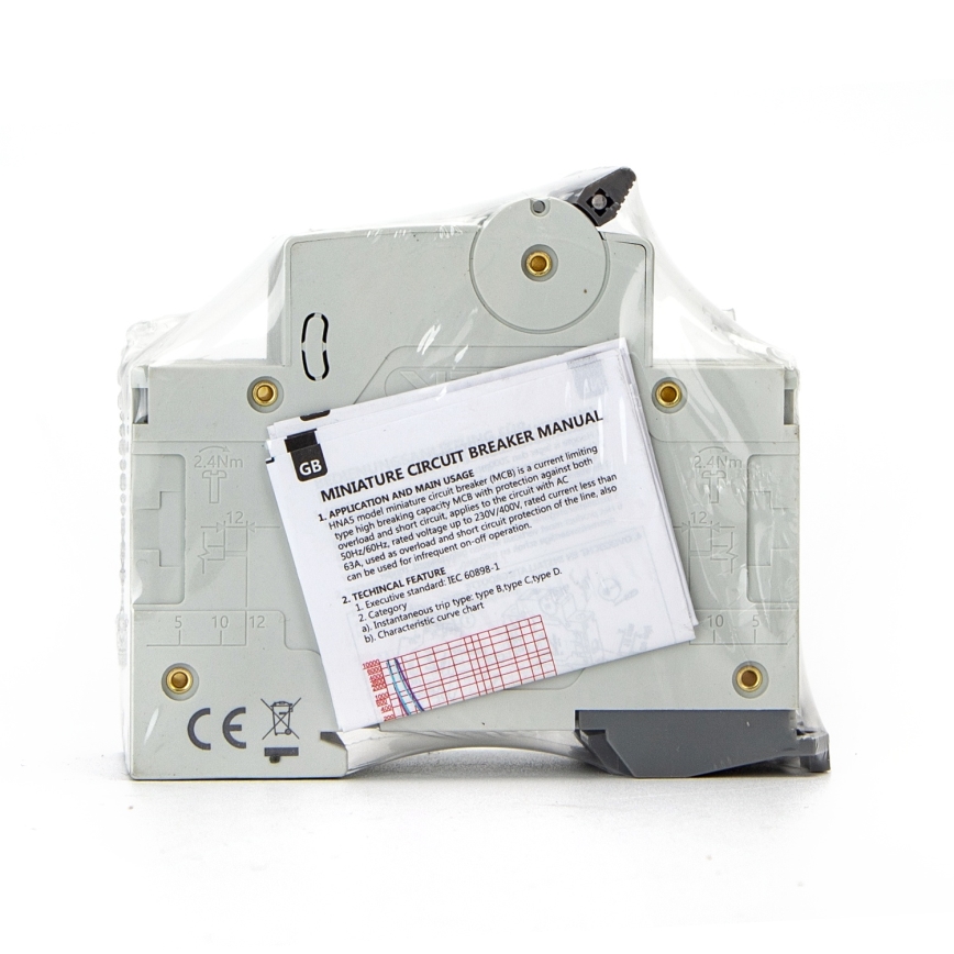 Aigostar - Interruttore magnetotermico bipolare a 2 fasi 2P-50A-C 230-400V