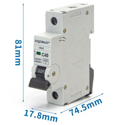 Aigostar - Interruttore magnetotermico monofase 1P-40A-C 230-400V