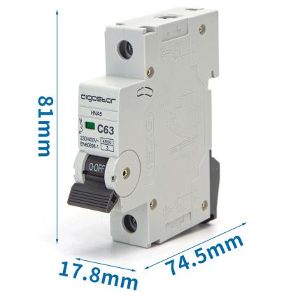 Aigostar - Interruttore magnetotermico monofase 1P-63A-C 230-400V
