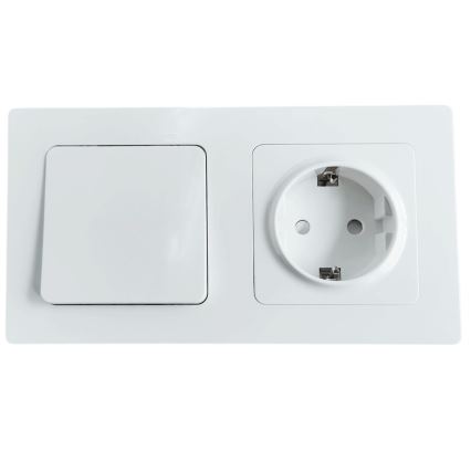 Aigostar - Interruttore singolo n. 1 e presa SCHUKO 250V con cornice bianca