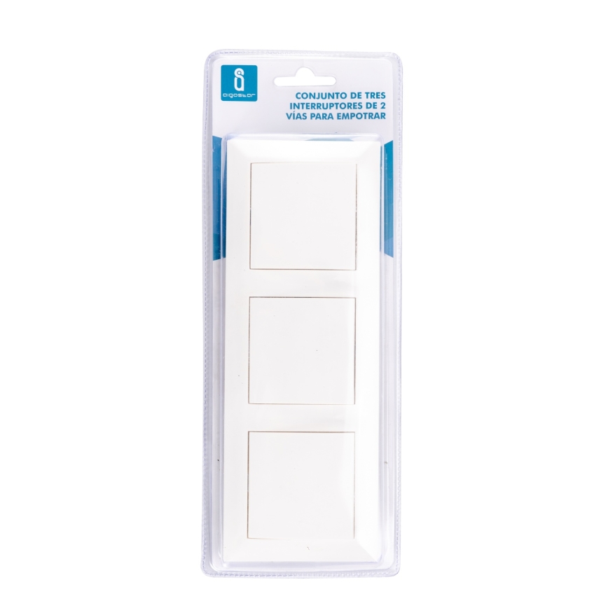 Aigostar - Interruttore triplo con placca n. 6, bianco