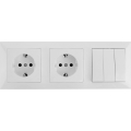 Aigostar - Interruttore triplo n. 3 e 2 prese Schuko 230 V con cornice, bianco