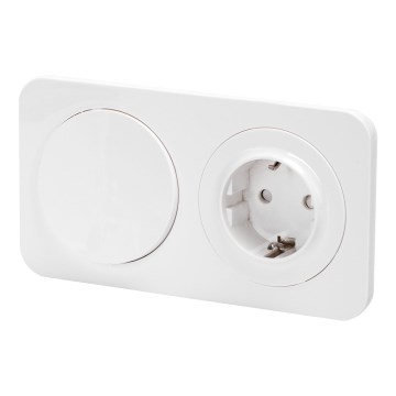 Aigostar - Interruttore unipolare n. 1 e presa SCHUKO 230V con placca bianca