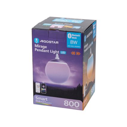 Aigostar - Lampadario LED RGBW dimmerabile sospeso su cavo MESH LED/8W/230V 2700-6500K bianco + telecomando Ø 15 cm