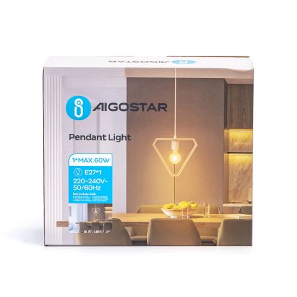Aigostar - Lampada a sospensione in legno su cavo 1xE27/60W/230V pino