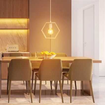 Aigostar - Lampada a sospensione LED in legno su cavo 1xE27/9W/230V 2200K pino