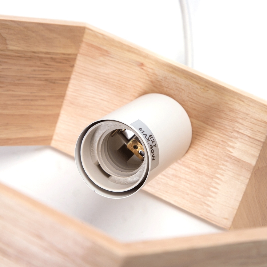 Aigostar - Lampada a sospensione LED in legno su cavo 1xE27/9W/230V 2200K pino