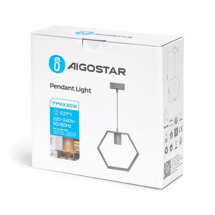 Aigostar - Lampada a sospensione LED in legno su cavo 1xE27/9W/230V 2200K pino