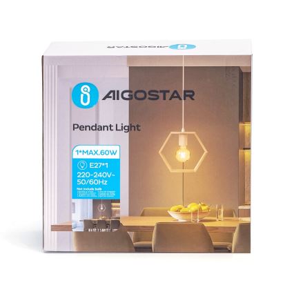 Aigostar - Lampada a sospensione LED in legno su cavo 1xE27/9W/230V 2200K pino