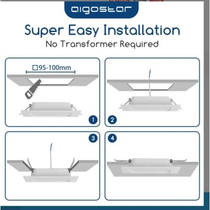Aigostar - Lampada da incasso LED/6W/230V 3000K 12x12 cm bianca